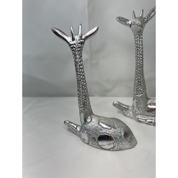 Set Of Vtg Poompuhar Indian‎ Folk Art Decorative Giraffes Silver Tone 7.5” - Picture 4 of 14